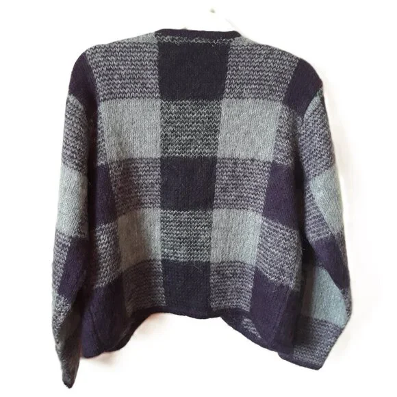 Dress Barn Mohair Blend Plaid Cardigan M Academia Preppy Twee Scandi - Picture 8 of 10